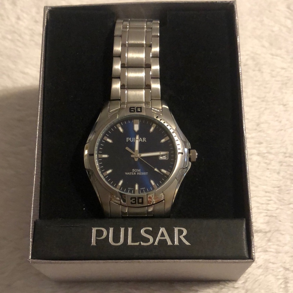 Pulsar Silver and Blue Dress Watch